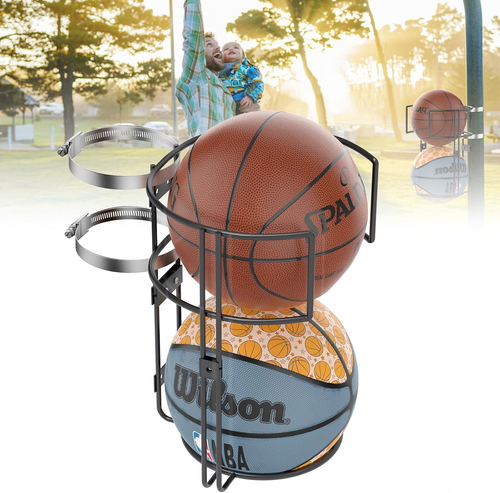 Outdoor Basketball Holder,Sturdy Vertical Storage Rack Metal Basketball Holder,P - Picture 11 of 12