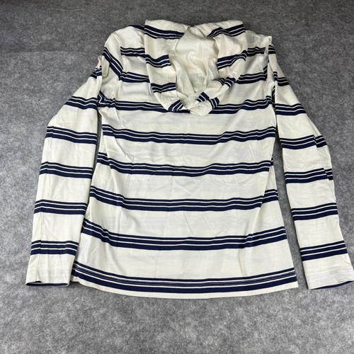 Lands' End blau weiß gestreift V-Ausschnitt Langarm Kapuze XS 2-4 100% Baumwolle - Bild 2 von 5