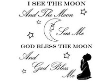 I See The Moon Boy 2 pcs 3.65 Inch Black Fused Glass Decals