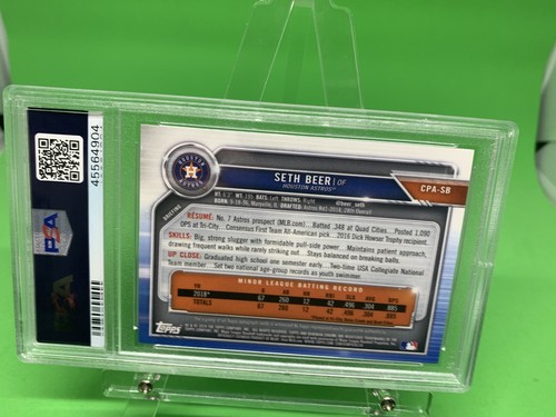 2019 Bowman Chrome Seth Beer Green Atomic Auto 53/99- PSA GEM MINT 10 - Picture 5 of 6