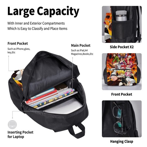 ORPJXIO 3-Piece Seven Deadly Sins Backpack Set: Laptop, Lunch, Case - Picture 5 of 8