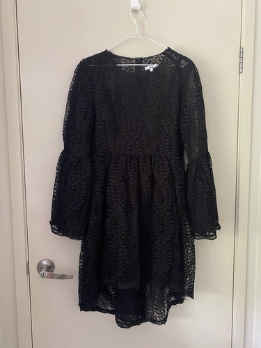 Asilio Women’s Black Lace Tulle ‘Venice Sailing’ Dress Size 10 with Slip - Picture 2 of 13