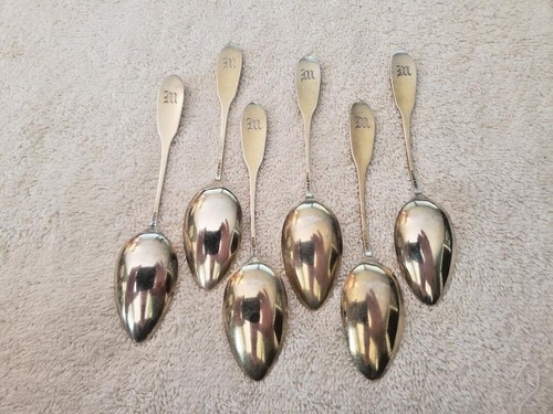 WATSON Set 6 CUCCHIAI AGRUMI ARANCIONI SMALTATI ARGENTO STERLING 4 7/8" M mono sul retro - Foto 7 di 10