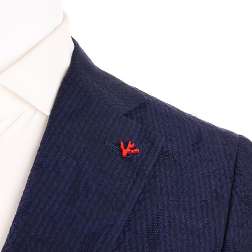NEW $3,125 Isaia 'Capri' Midnight Blue Seersucker 2 Button Men's Sport Coat 38R - Picture 10 of 14