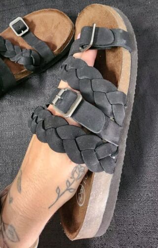 White Mountain Holland Slip on Sandals, Women's Size 9 Black Braid Leather New - Picture 3 of 5