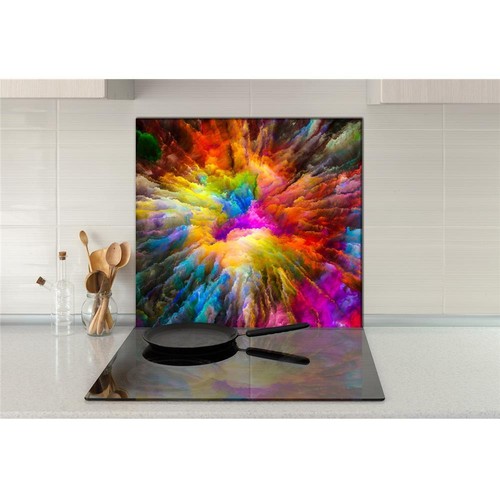Küchenrückwand Glas 65x60 Spritzschutz Herd Spüle Fliesenschutz Abstrakt Bunt - Bild 2 von 2