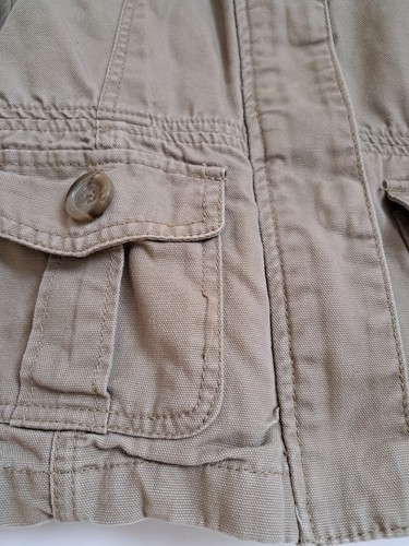 Bershka Military Style Jacket Short Size S 100% Cotton Beige Pockets - Picture 20 of 20