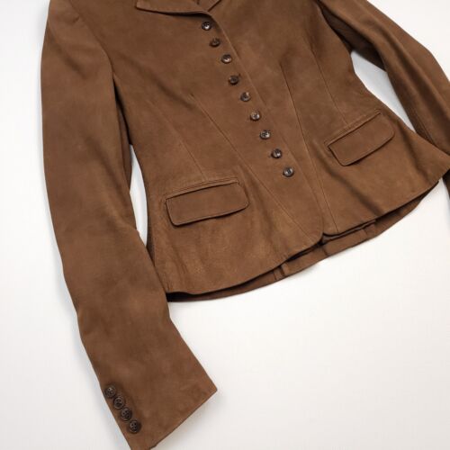 Ralph Lauren Black Label Lederjacke UK 12 (Etikett 10) Hirschleder braun Blazer - Bild 7 von 24