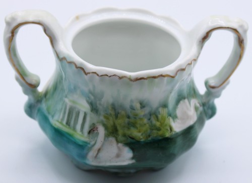 RS PRUSSIA CHOCOLATE POT CREAMER & SUGAR SWANS PATTERN MOLD 508 c1900 - Picture 17 of 18