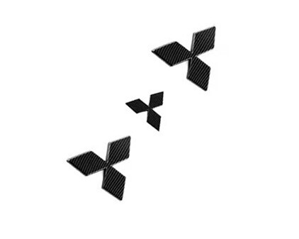 3Pcs Mitsubishi Outlander 2023 Logo Front+Rear+Steering Badge Carbon Fiber Black - Picture 3 of 10