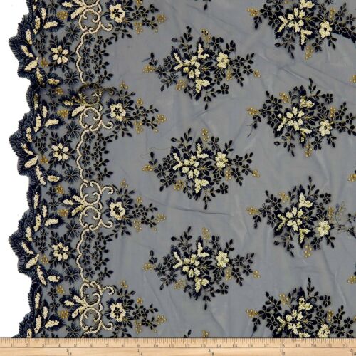 Rowley Sequin Embroidered Mesh Fabric. Lace Netting Material ideal for Sewing - Picture 3 of 16