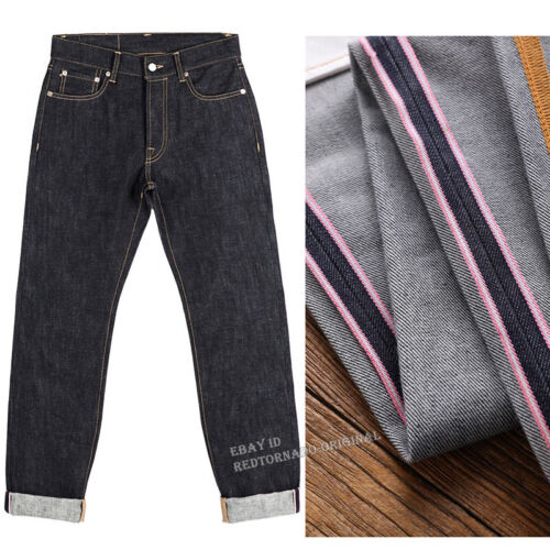 Red Tornado Men's Jeans Slim Straight Fit 16OZ Raw Selvedge Denim Pants One Wash