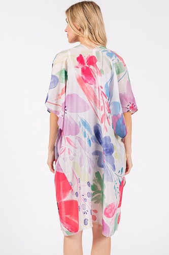 Do Everything in Love Women's Watercolor Floral Flower Print Summer Kimono - Picture 17 of 35