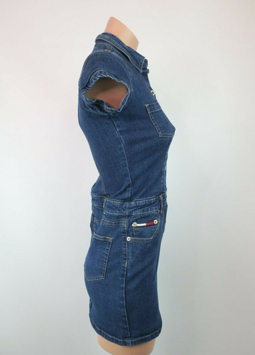Tommy Hilfiger Button Up Denim Blue Jean Dress VTG 90s girls 10 or womens 2XS - Picture 5 of 9