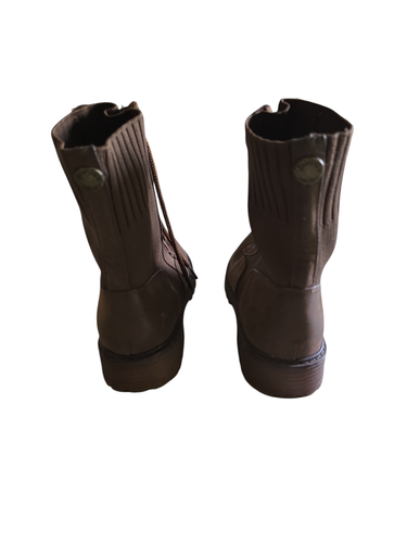 Blowfish Malibu Brown Vegan Leather & Fabric Lace Up Boots Size 8 Womens - Picture 3 of 11