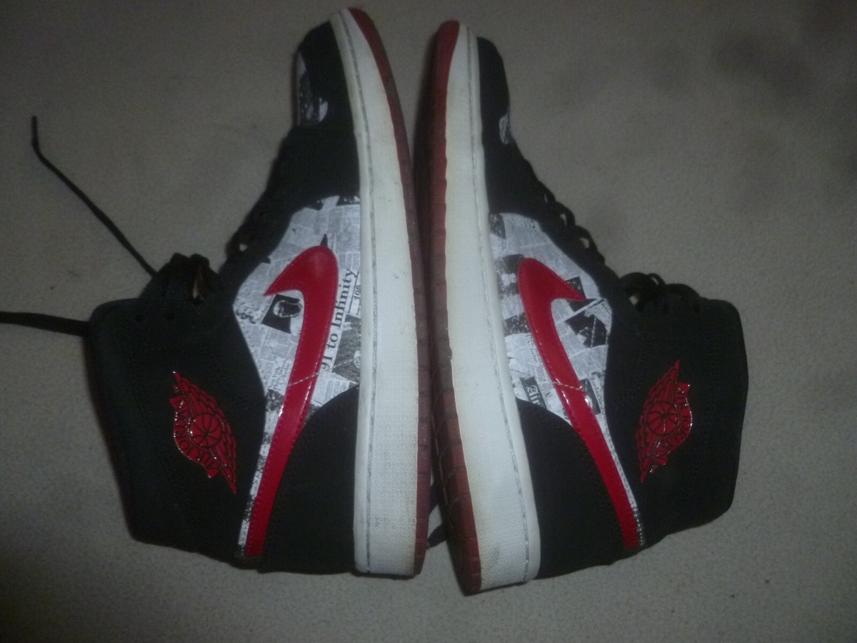 NIKE JORDAN 1 MID NEWSPAPER AIR TIMES SHOES 852542-061 SIZE 9 MENS