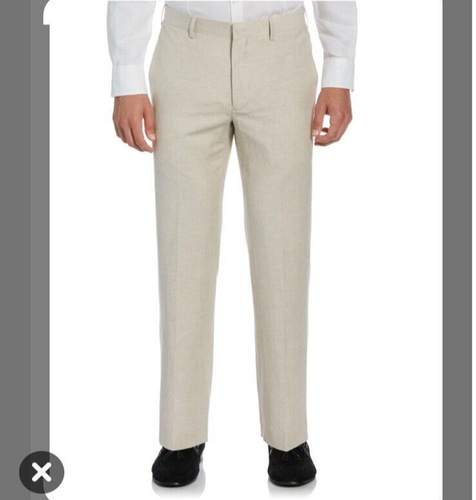 NWT Cubavera Men's 36x32 Linen-Blend Flat Front Pants Khaki Casual Caribbean - Picture 6 of 8