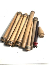 Wood Bobbins Spools Industrial Style 3"-9.75"  Wooden Quills Mixed Lot-10