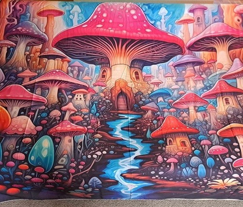 Nuevo tapiz de pueblo de setas ocultas decoración colgante de pared cubre nuevo en paquete setas - Imagen 2 de 6