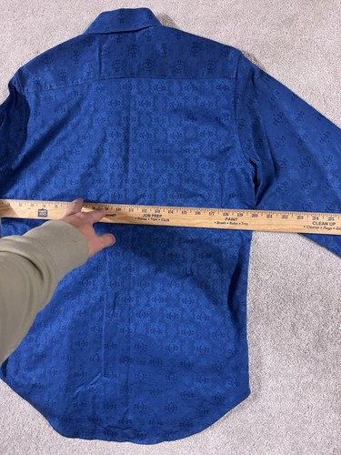 Robert Graham Mens Dress Shirt Blue Floral Design Long Sleeve Button Up Small - Picture 7 of 10