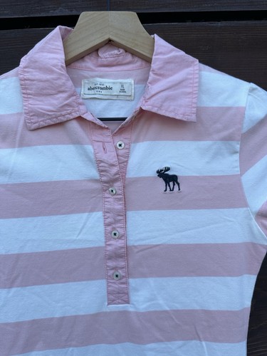 Abercrombie Girls Pink / White Stripe Polo Dress *Size XL (14) - Picture 2 of 3