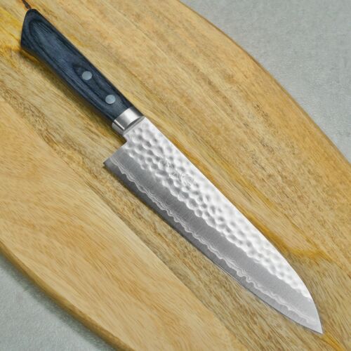 Masutani VG10 Hammered Damascus Gyuto Chef Knife 180mm Blue Kokuryu MA102 - Picture 1 of 11