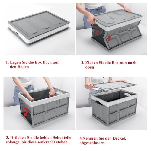 Aufbewahrungsbox mit Deckel 2er Faltbarer Kunststoff Plastikbox Kunststoffboxen - Bild 7 von 14