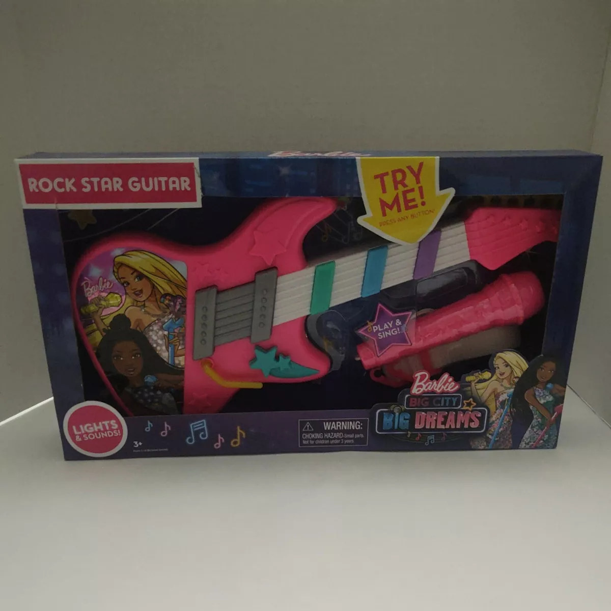 Barbie Rock Star Toy Guitar w Lights Sounds Microphone Music