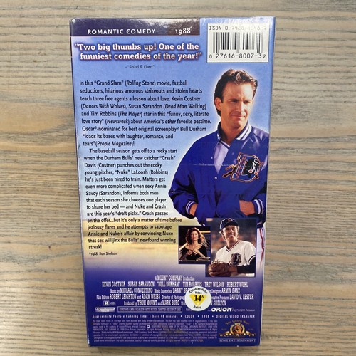 Bull Durham Kevin Costner Factory Sealed 1988 Classic VHS WB Watermark - Foto 3 di 12