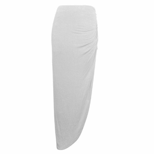 WOMENS LADIES RUCHED SIDE SPLIT SLIT MAXI SKIRT DRESS SIZE - Picture 8 of 13