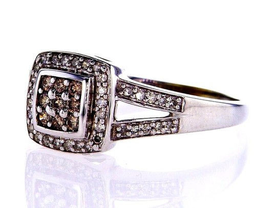 10 Kt Gold Diamant Ring Schokoladenfarbe 0,70 Karat Natürlicher Rundschliff Brillant - Bild 2 von 5