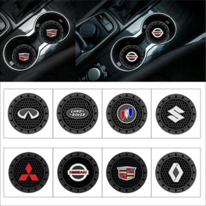 2pcs//set 72mm//2.83 inch Car Logo Cup Holder Silicone Coaster Anti-slip Mat Pad