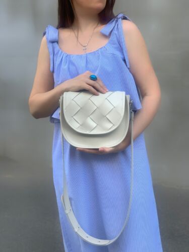 Bolso de Mano Laidies Cuero Marfil Bandolera Bolso de Hombro Cartera Tejida - Imagen 7 de 15