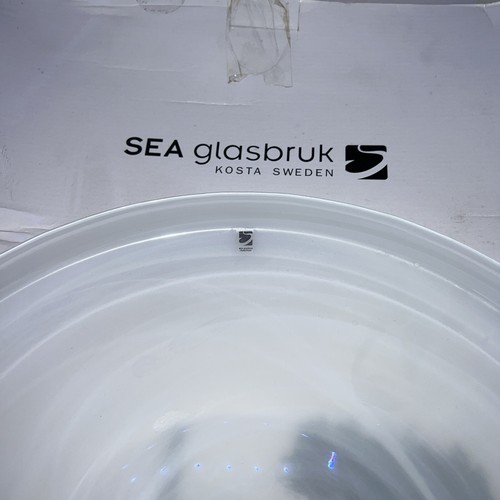 Sea Glasbruk Sweden Large Glass Plate Dish by Jon Eliason RARE White 40cm X 5cm - Picture 1 of 4