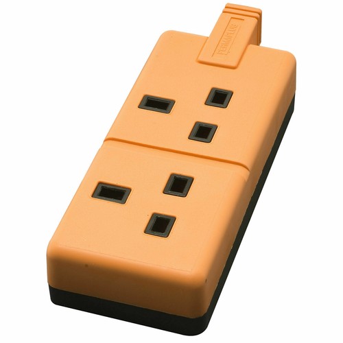   2-Gang Permaplug Trailing Socket - Orange  - Masterplug UK SELLER - Picture 1 of 2