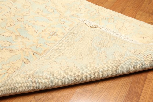 Hand Knotted 100% Wool Transitional Runner Area Rug Beige Aqua 3' x 12' - Picture 10 of 10