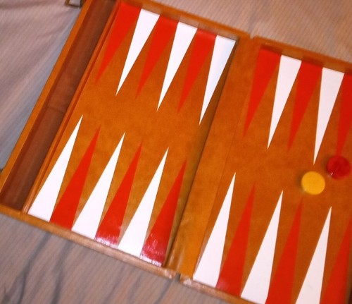 Cardinal Marbled Butterscotch Red Swirl Bakelite Backgammon Set 1.25” x .25” - Picture 7 of 10