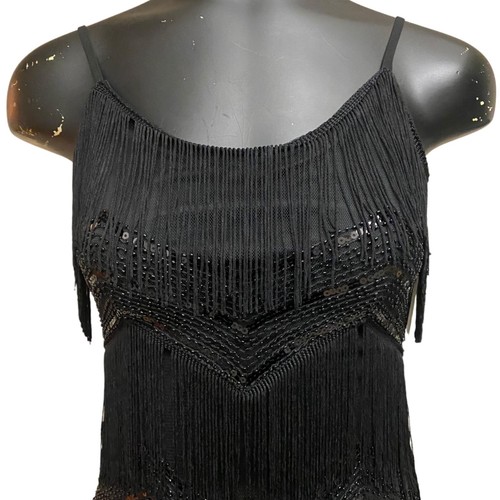 NEW LuLus Shake It Off Fringe Sequins Black Minidress - Picture 6 of 9