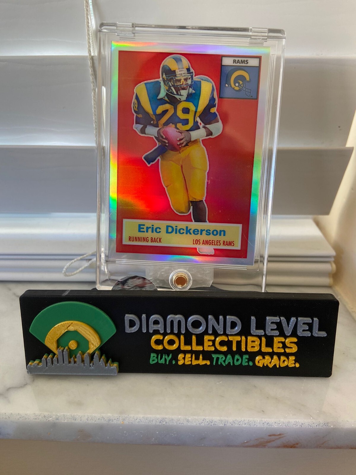 2010 ETOPPS 1956 TRIBUTE #2 ERIC DICKERSON #ED /799 ENCASED UNCIRCULATED RAMS