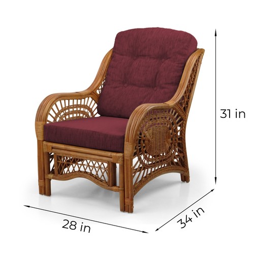 Living Malibu Set of 2 Lounge Chairs Loveseat Coffee Table w/Glass Rattan,Cognac - Picture 3 of 9