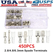 450PCS 2.8/4.8/6.3mm Male Female Spade Terminals Electrical Wire Connector Crimp
