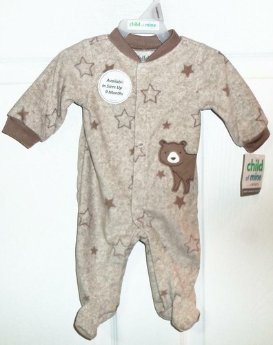 CARTER'S CHILD OF MINE Boys Sleeper "BEAR" Size NB, 0-3m NEW