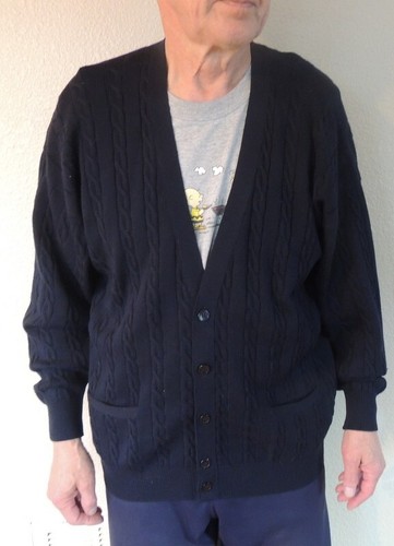 Cardigan Pringle of Scotland Navy 100% lana di agnello scollo a V taglia USA circa XL - Foto 3 di 6