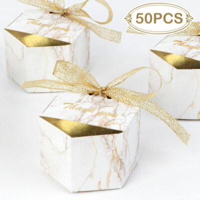 Xin store Wedding Party Favor Candy Boxes with Gold Ribbon Pack of 100 Xin store Wedding Party Favor Candy Boxes with Gold Ribbon Pack of 100