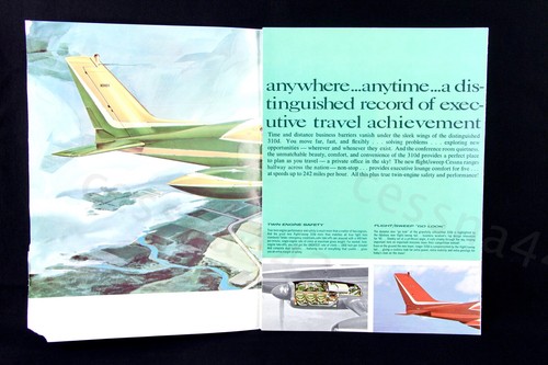 CESSNA Factory 310d Brochure 1960 Vintage Light Twin Fold Out Collectable Rare - Picture 2 of 7