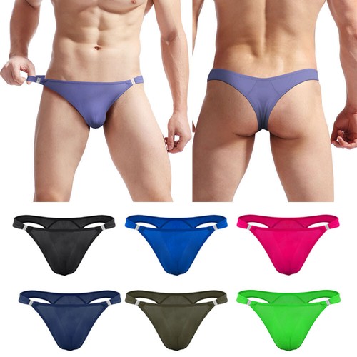 Men Sexy Briefs Thong Ice Silk Soft Underwear Underpants Panties Shorts Knicker - Picture 3 of 32