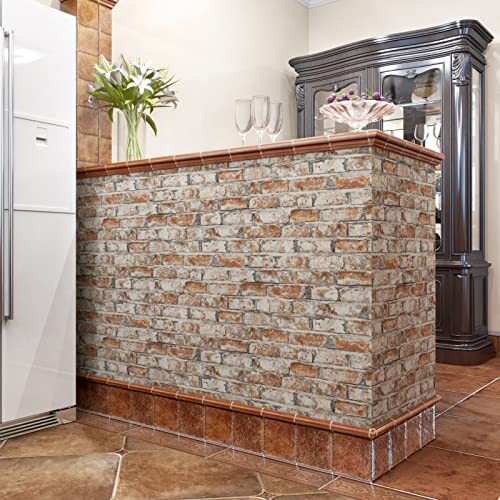 Brick Wallpaper Peel and Stick Wallpaper Brick Contact Paper 17.3“×78.7” Red - Bild 8 von 8