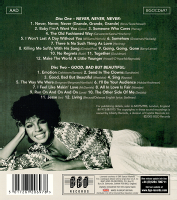 【中古】［CD］NEVER NEVER NEVER / GOOD BAD BUT BEAUTIFUL Shirley Bassey ~ Never, Never Never / Good, Bad But Beautiful CD