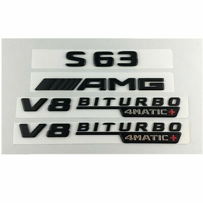Black S63L AMG V8 BITURBO 4MATIC Trunk Fender Badge Emblems for Mercedes Benz Black S63L AMG V8 BITURBO 4MATIC Trunk Fender Badge Emblems for Mercedes Benz