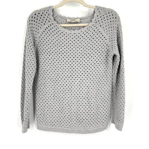 LOFT offener Strickpullover Baumwolle grau Größe L Petite - Bild 5 von 5